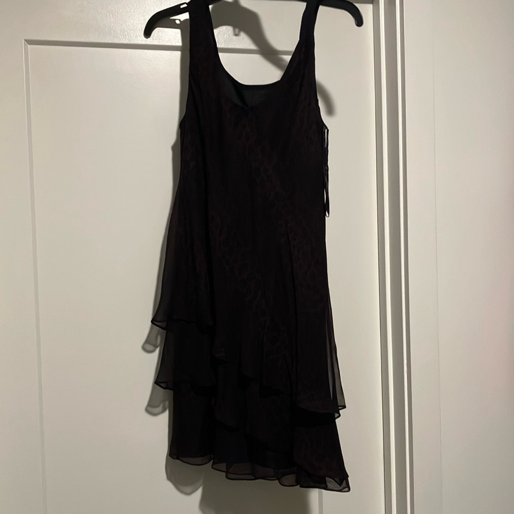 Burgundy/black animal print-tiered